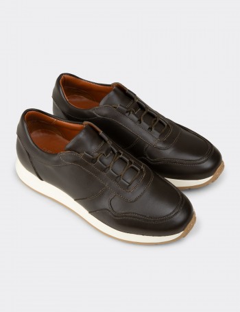 Men's Khaki Leather Sneakers