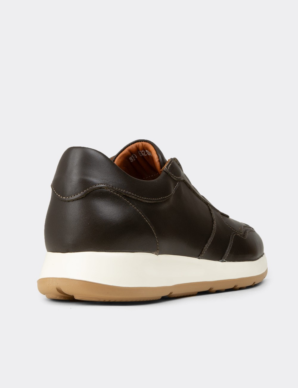 Men's Khaki Leather Sneakers - E8210MHAKE01