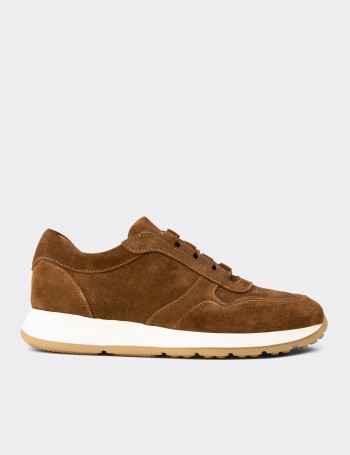Men's Tan Suede Leather Sneakers