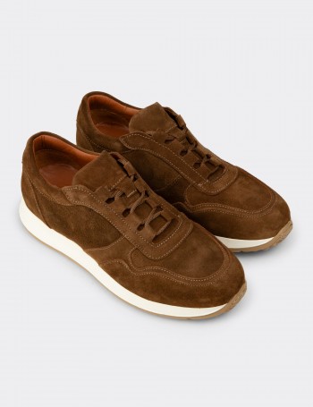 Men's Tan Suede Leather Sneakers