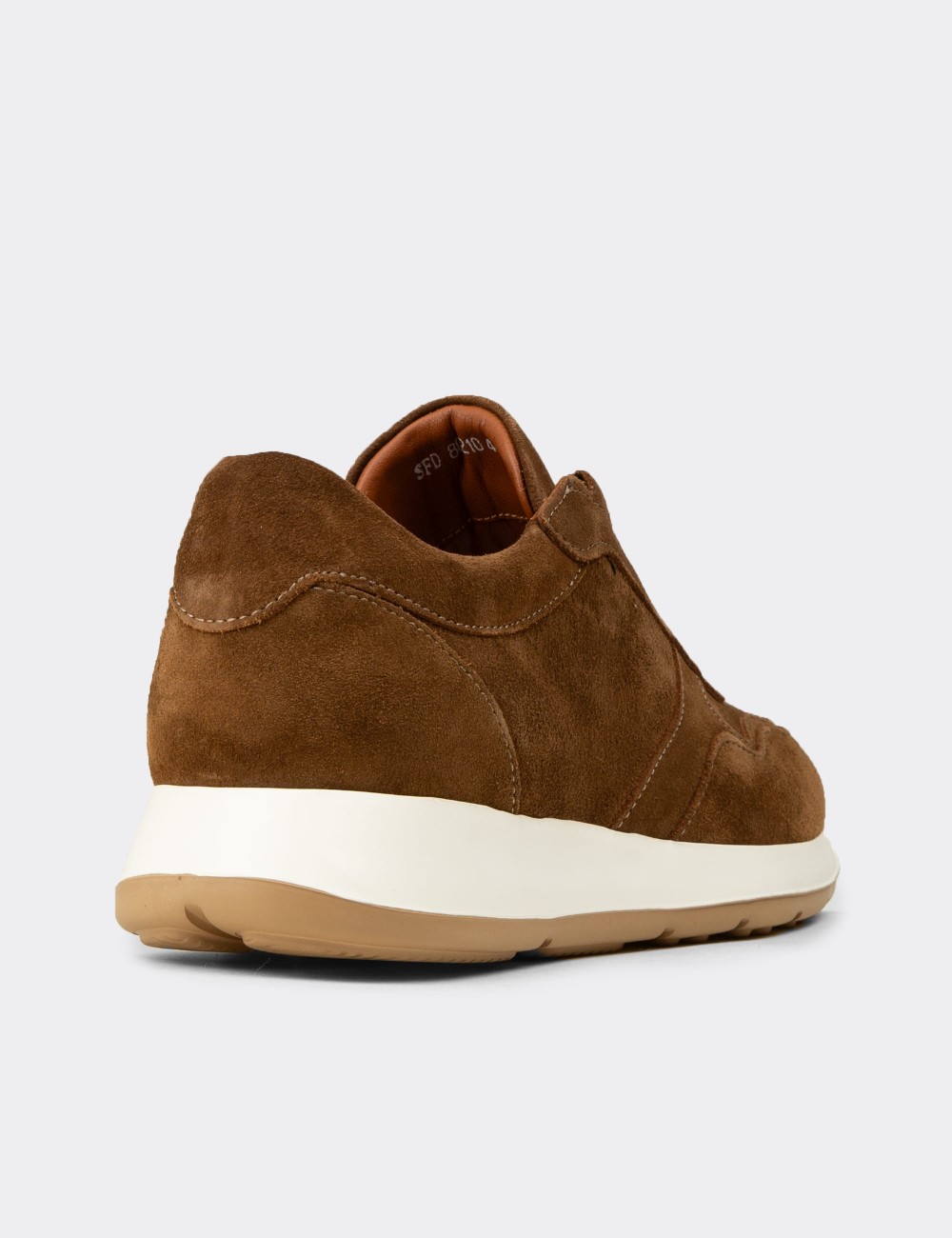 Men's Tan Suede Leather Sneakers - E8210MTBAE01