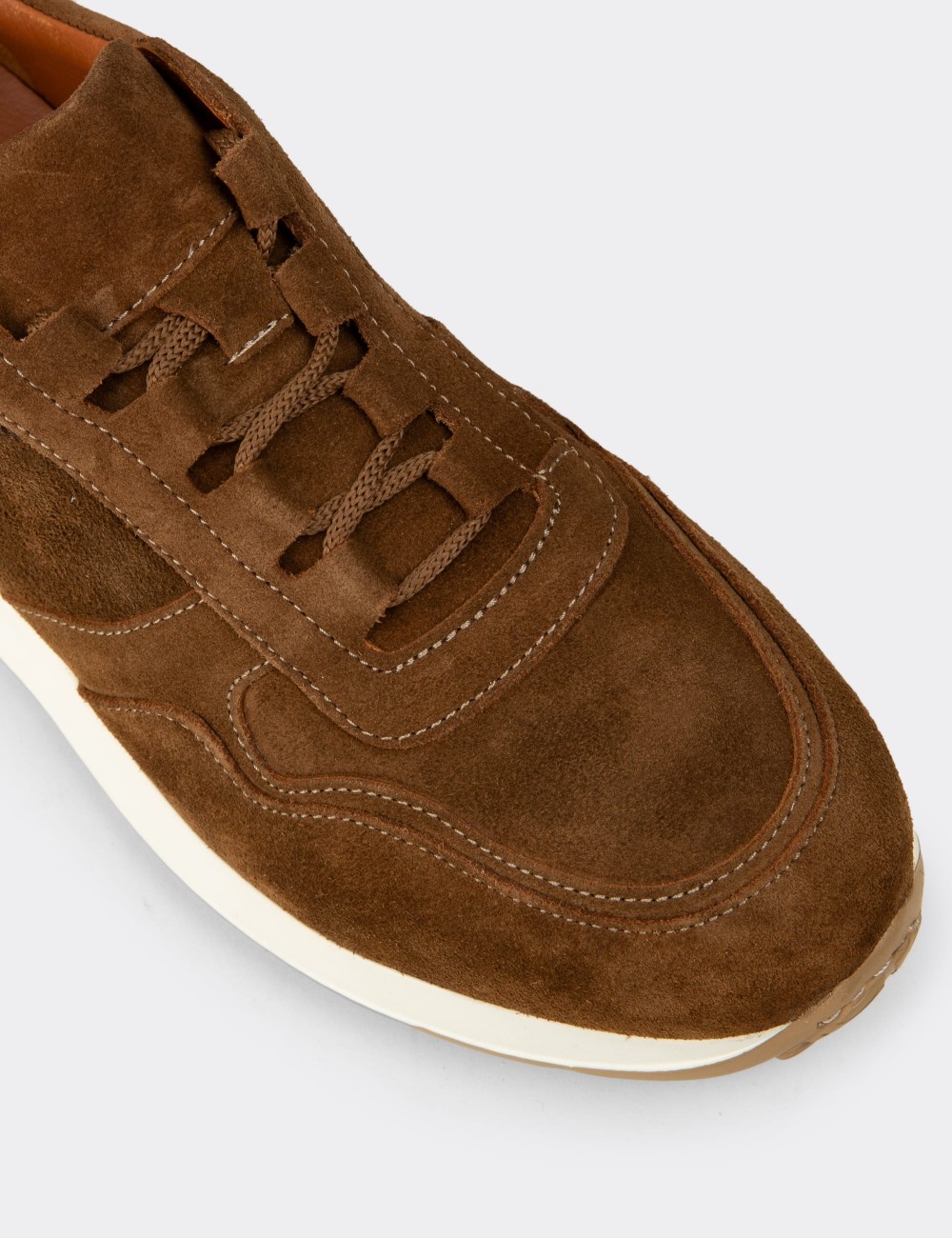 Men's Tan Suede Leather Sneakers - E8210MTBAE01