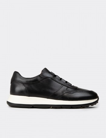 Men's Black Leather Sneakers