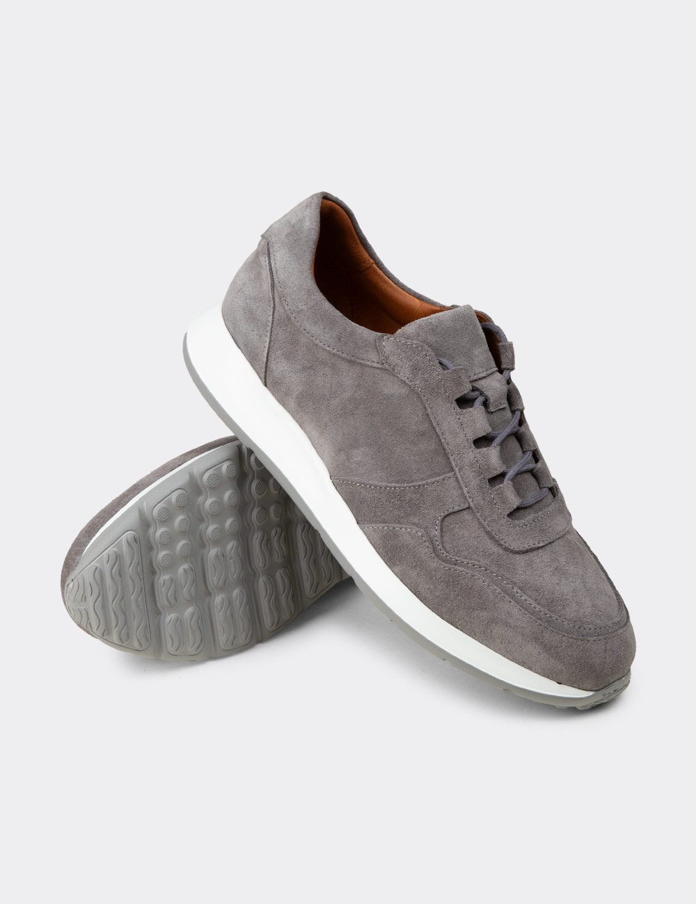 Men's Gray Suede Sneakers - E8210MGRIE01