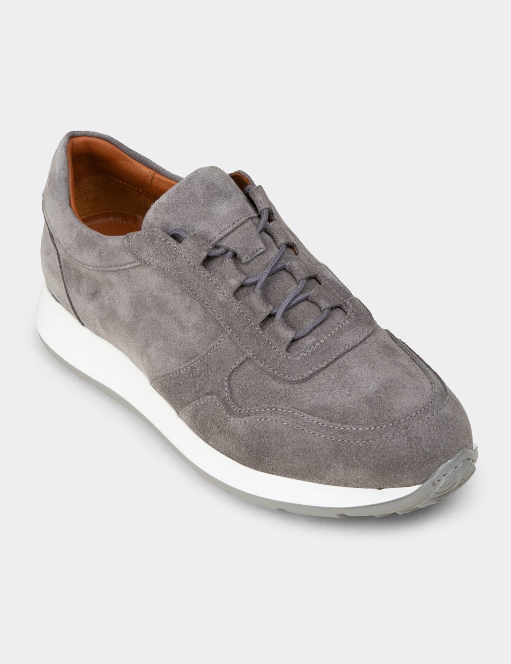 Men's Gray Suede Sneakers - E8210MGRIE01