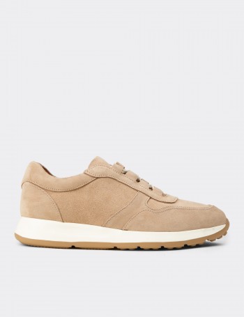 Men's Beige Suede Sneakers
