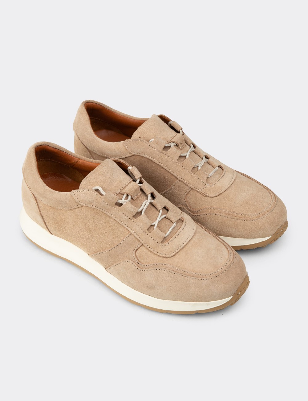 Men's Beige Suede Sneakers - E8210MBEJE01
