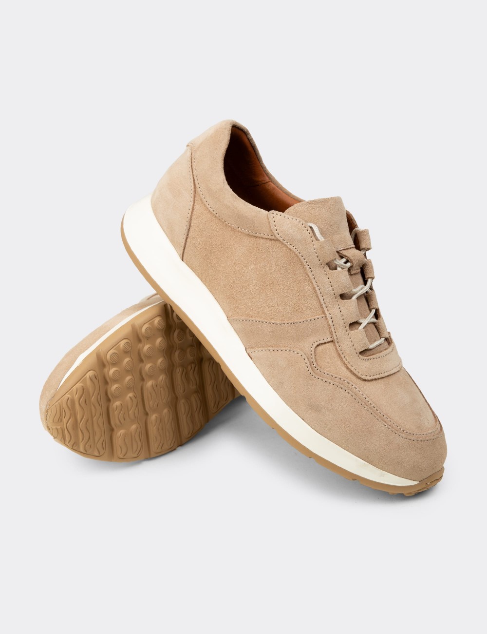 Men's Beige Suede Sneakers - E8210MBEJE01