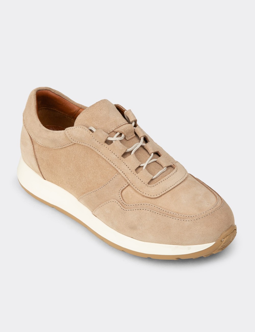 Men's Beige Suede Sneakers - E8210MBEJE01