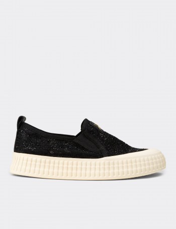 Women's Black Slip-on Sneakers