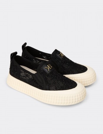 Women's Black Slip-on Sneakers