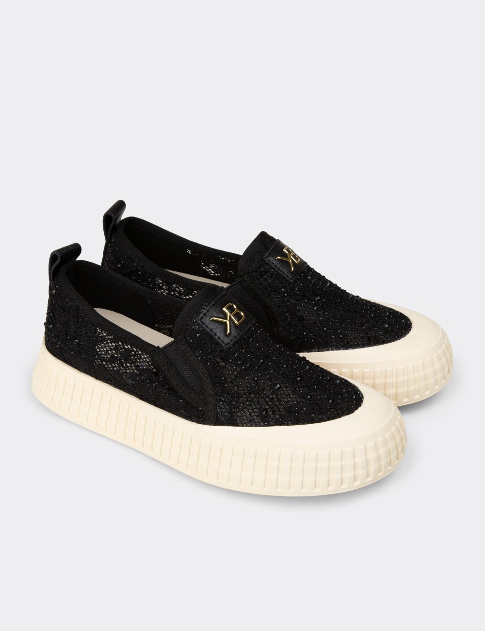 Women's Black Slip-on Sneakers - K1053ZSYHC01