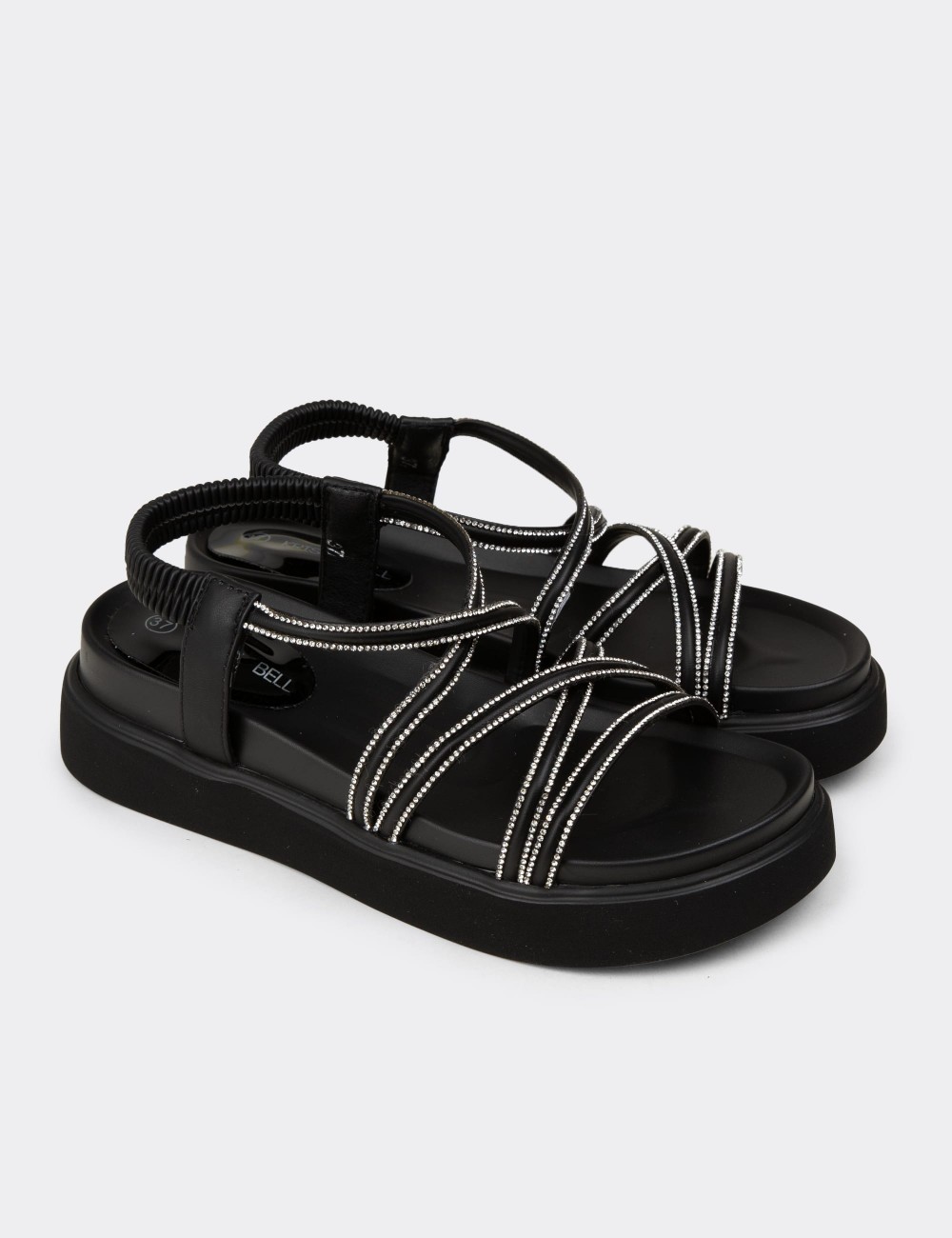 Women's Black Sandals - K0086ZSYHC01