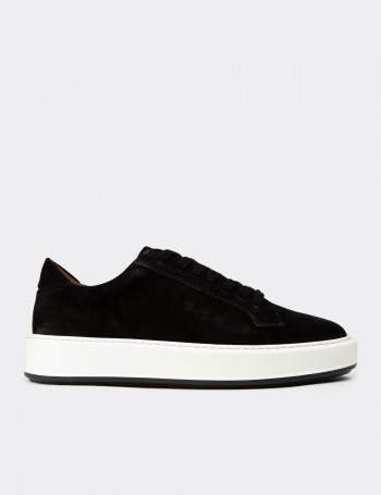 Men's Black Suede Footwear Sneakers