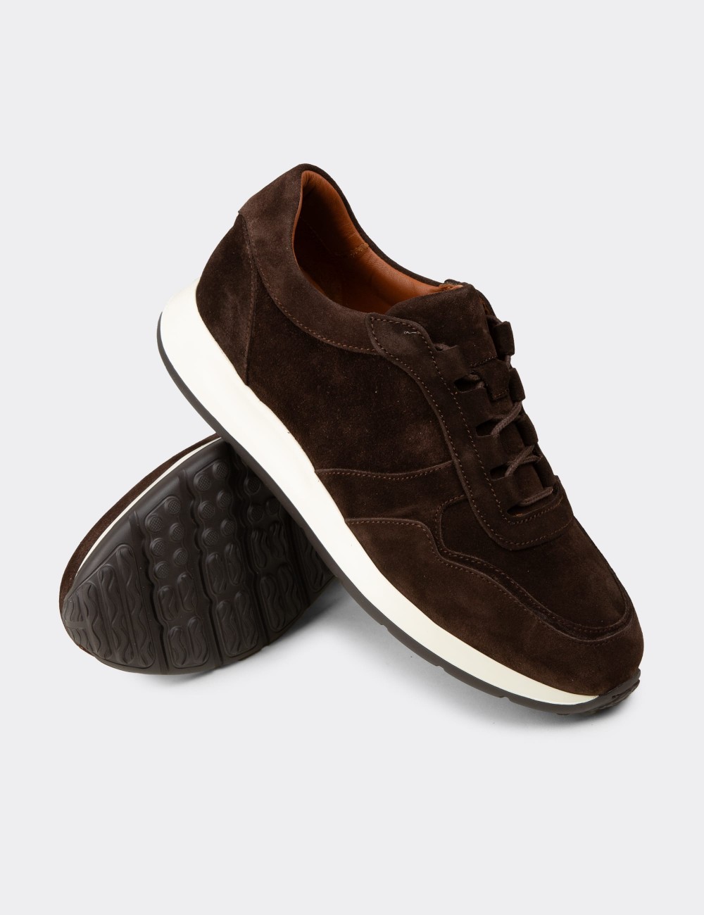 Men's Brown Suede Sneakers - E8210ZKHVE01