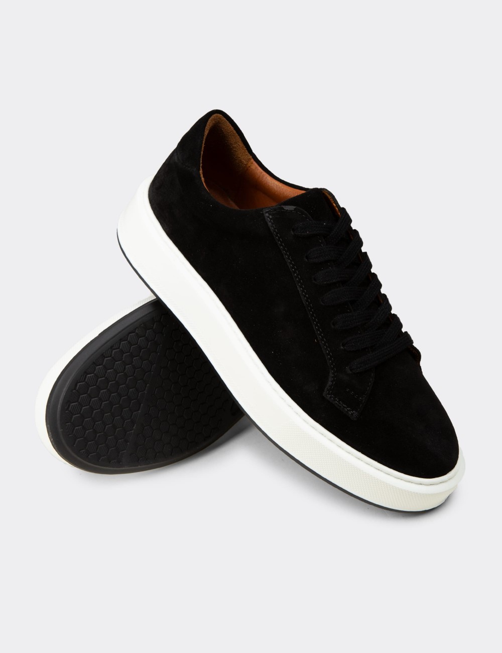 Men's Black Suede Footwear Sneakers - E4182MSYHE01
