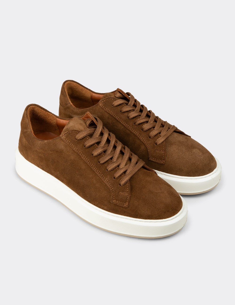 Men's Tan Suede Athletic Shoes - E4182MTBAE01