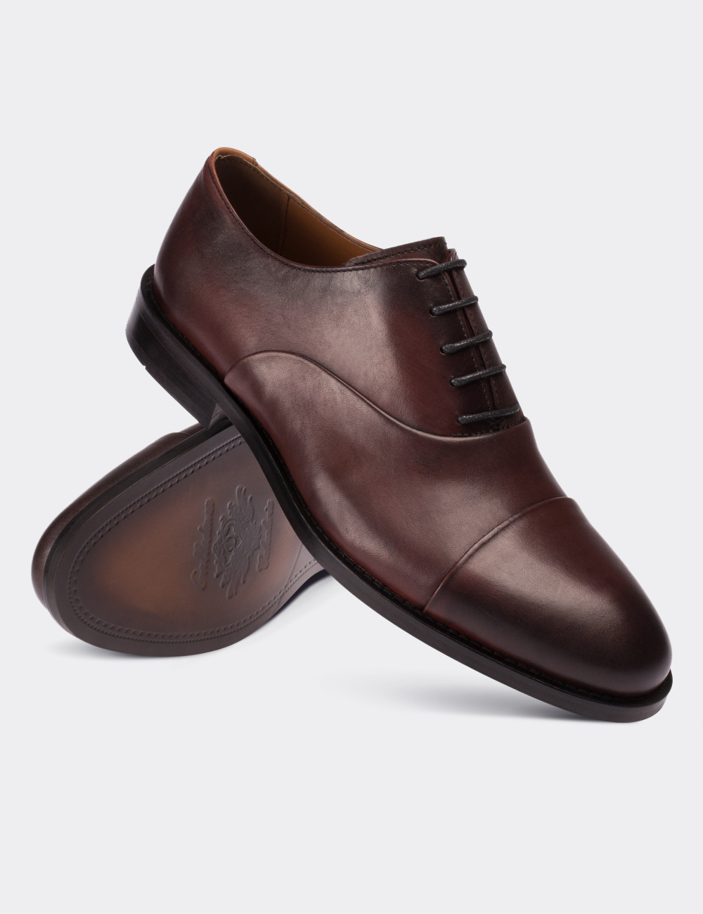 Burgundy  Leather Classic Shoes - 01026MBRDM01