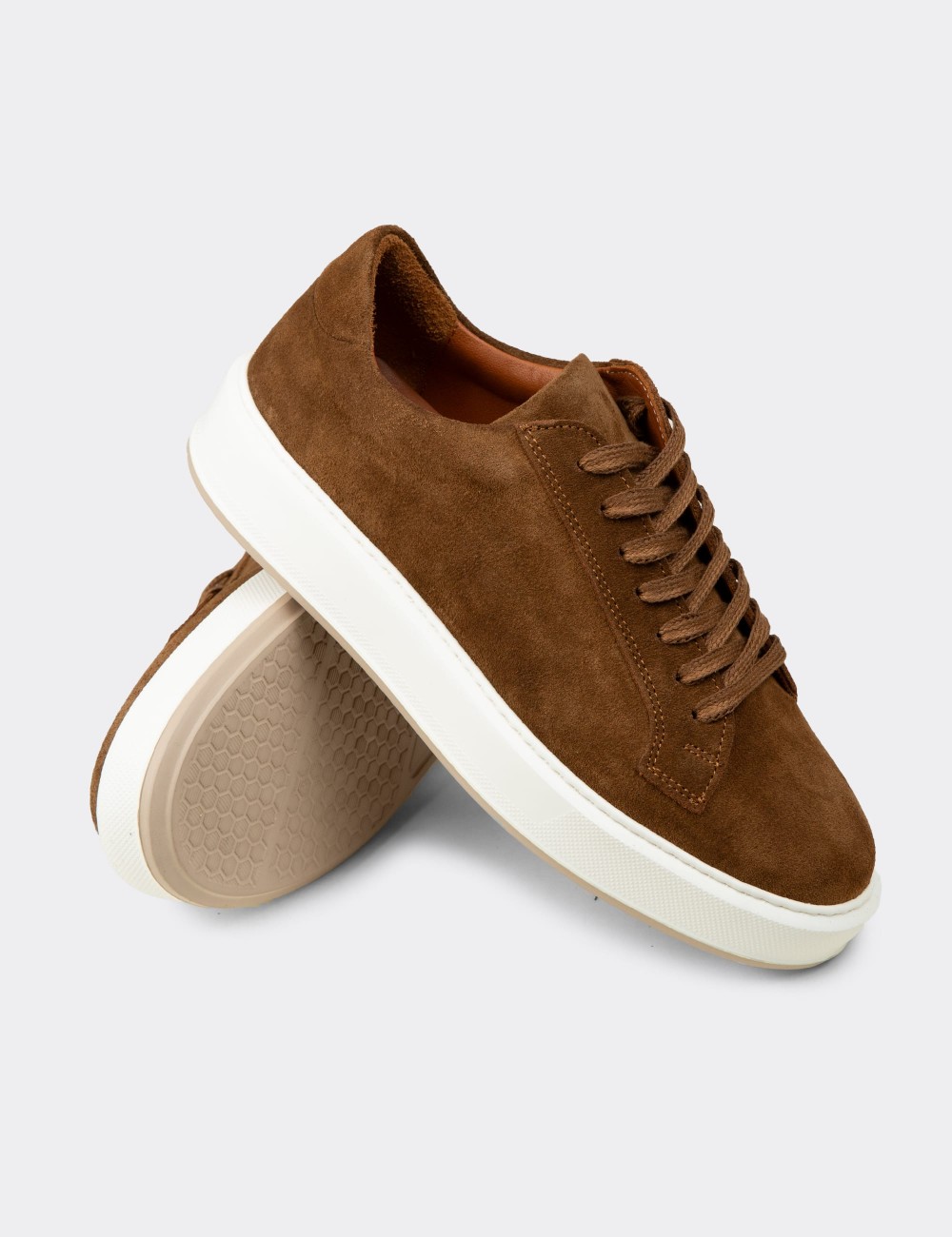 Men's Tan Suede Athletic Shoes - E4182MTBAE01
