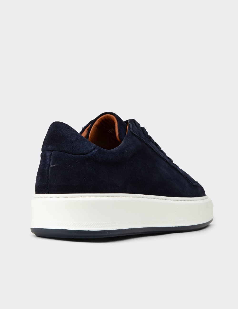 Men's Navy Suede Leather Sneakers - E4182MLCVE01