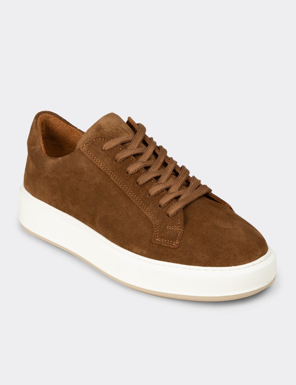 Men's Tan Suede Athletic Shoes - E4182MTBAE01