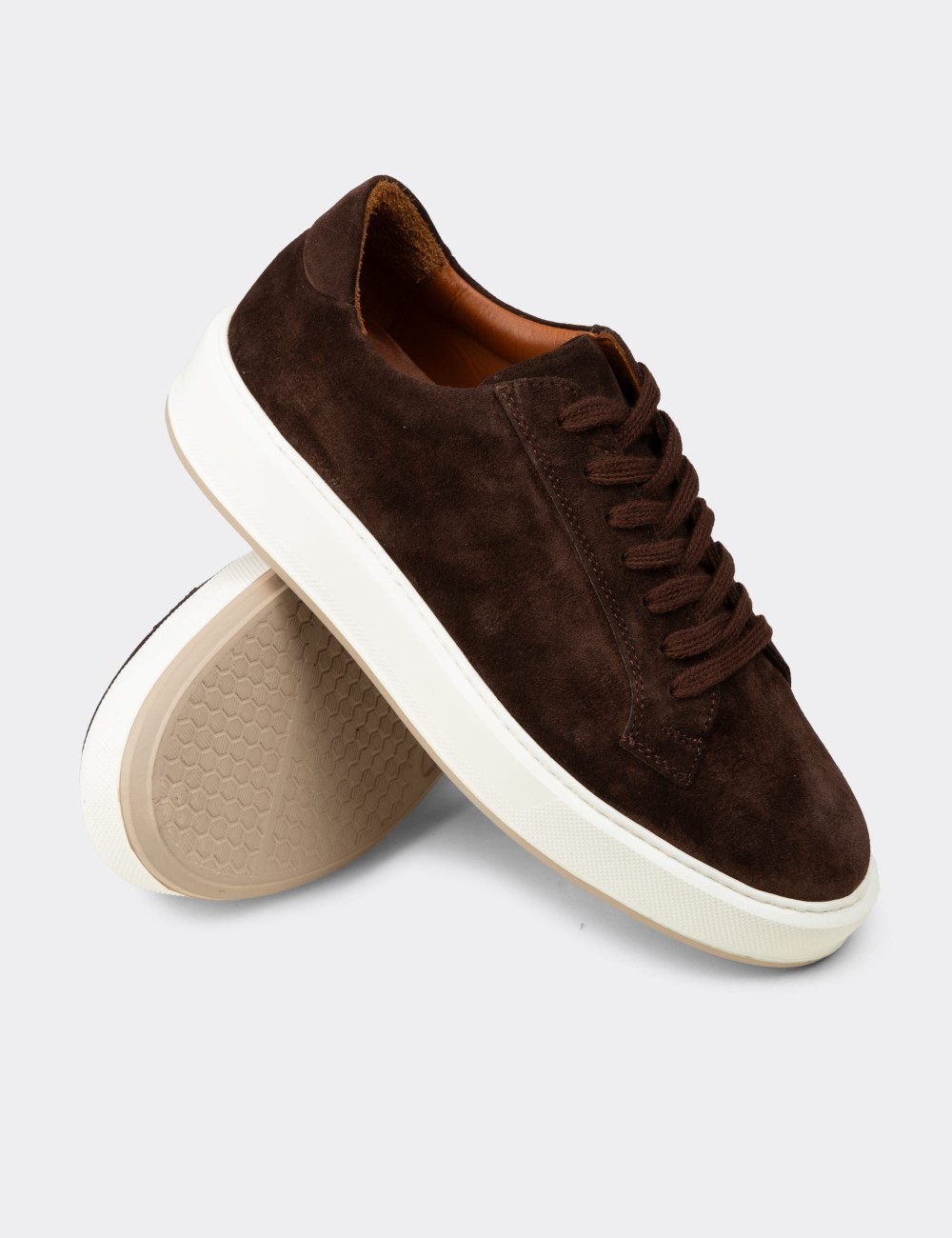 Men's Brown Suede Athletic Shoes - E4182MKHVE01