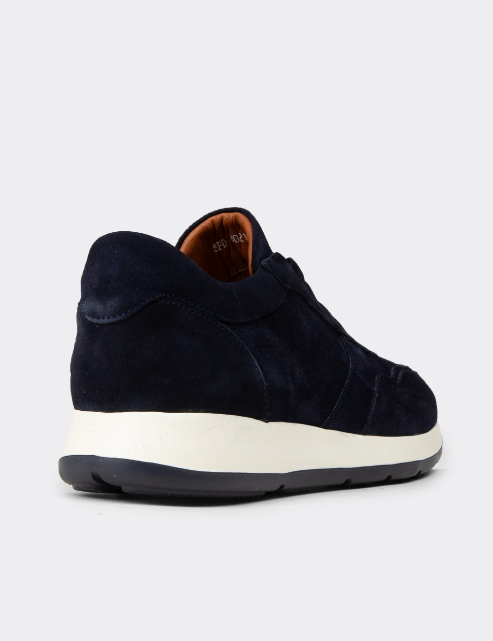 Men's Navy Suede Leather Sneakers - E8210MLCVE02