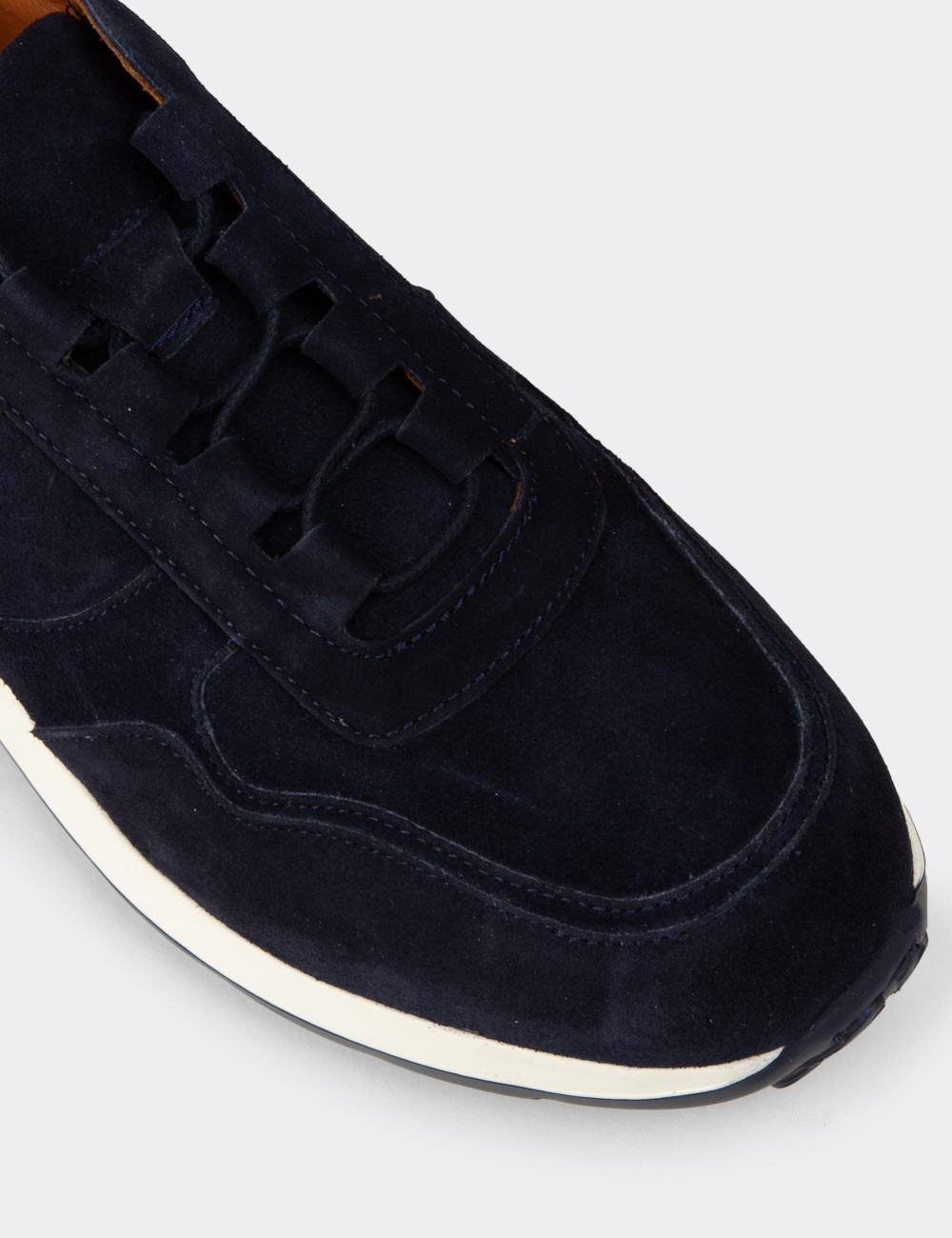 Men's Navy Suede Leather Sneakers - E8210MLCVE02