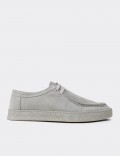 Men's Gray Suede Leather Lace-Up Footwear