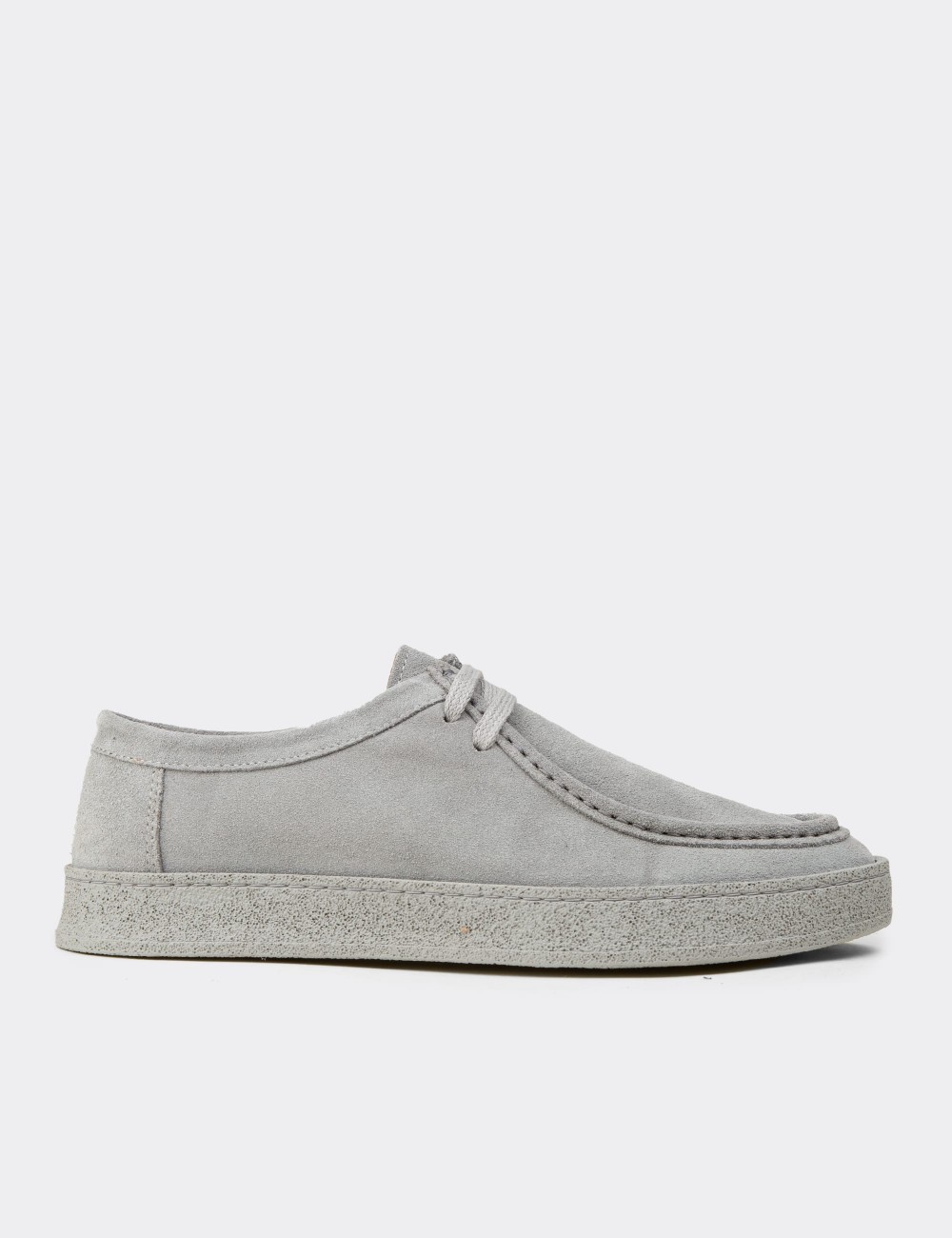 Men's Gray Suede Leather Lace-Up Footwear - E4392MGRIE01
