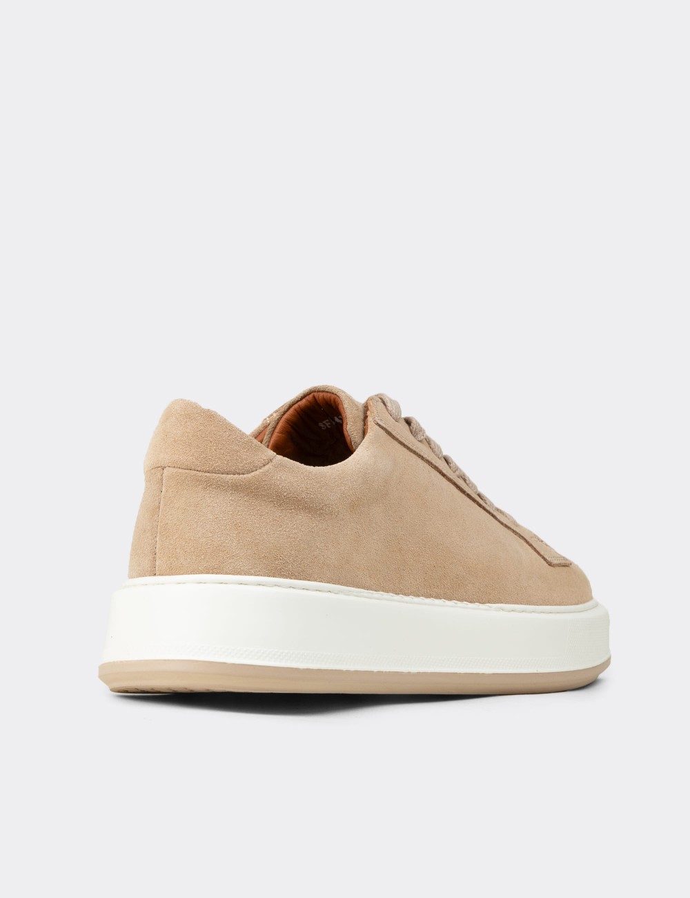 Men's Beige Suede Leather Sneakers - E4182MBEJE01