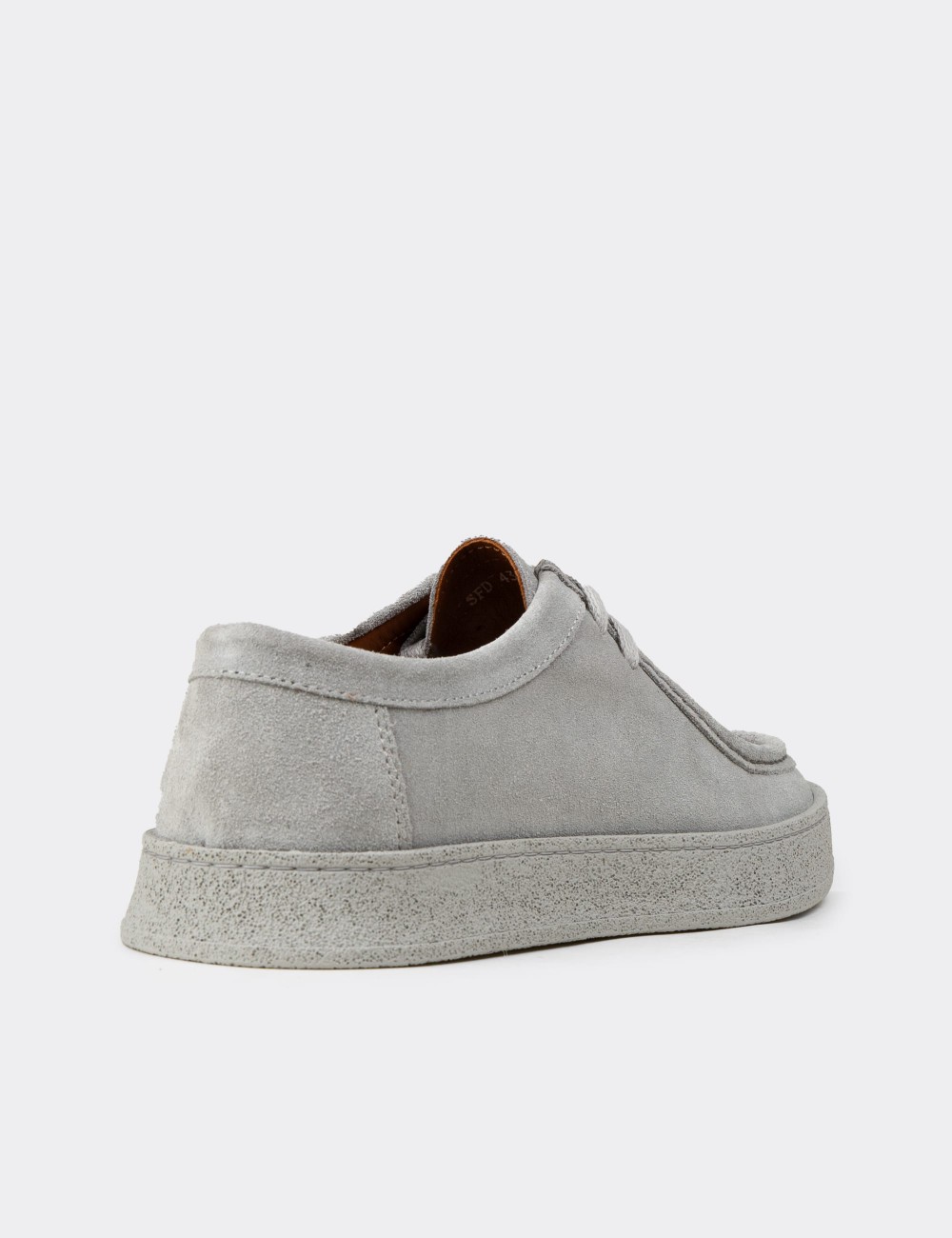 Men's Gray Suede Leather Lace-Up Footwear - E4392MGRIE01