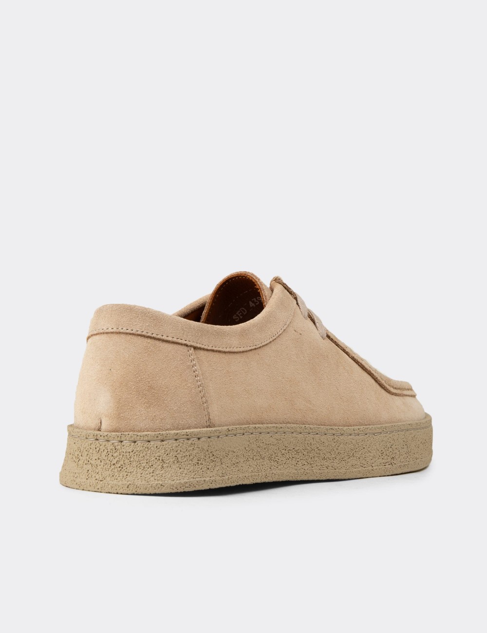 Beige Suede Leather Lace-up Shoes - E4392MBEJE01