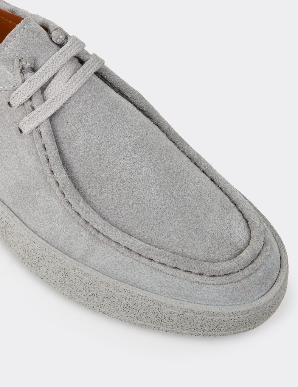 Men's Gray Suede Leather Lace-Up Footwear - E4392MGRIE01