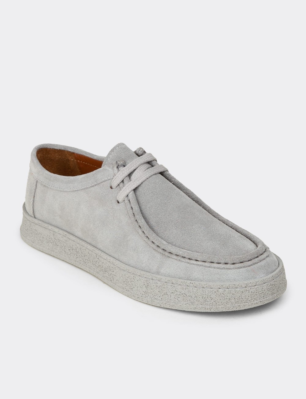 Men's Gray Suede Leather Lace-Up Footwear - E4392MGRIE01