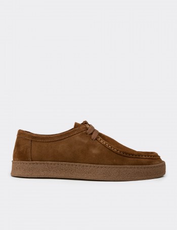Men's Tan Suede Leather Laced Shoes