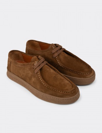 Men's Tan Suede Leather Laced Shoes
