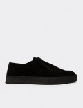 Men's Black Suede Leather Lace-up Shoes