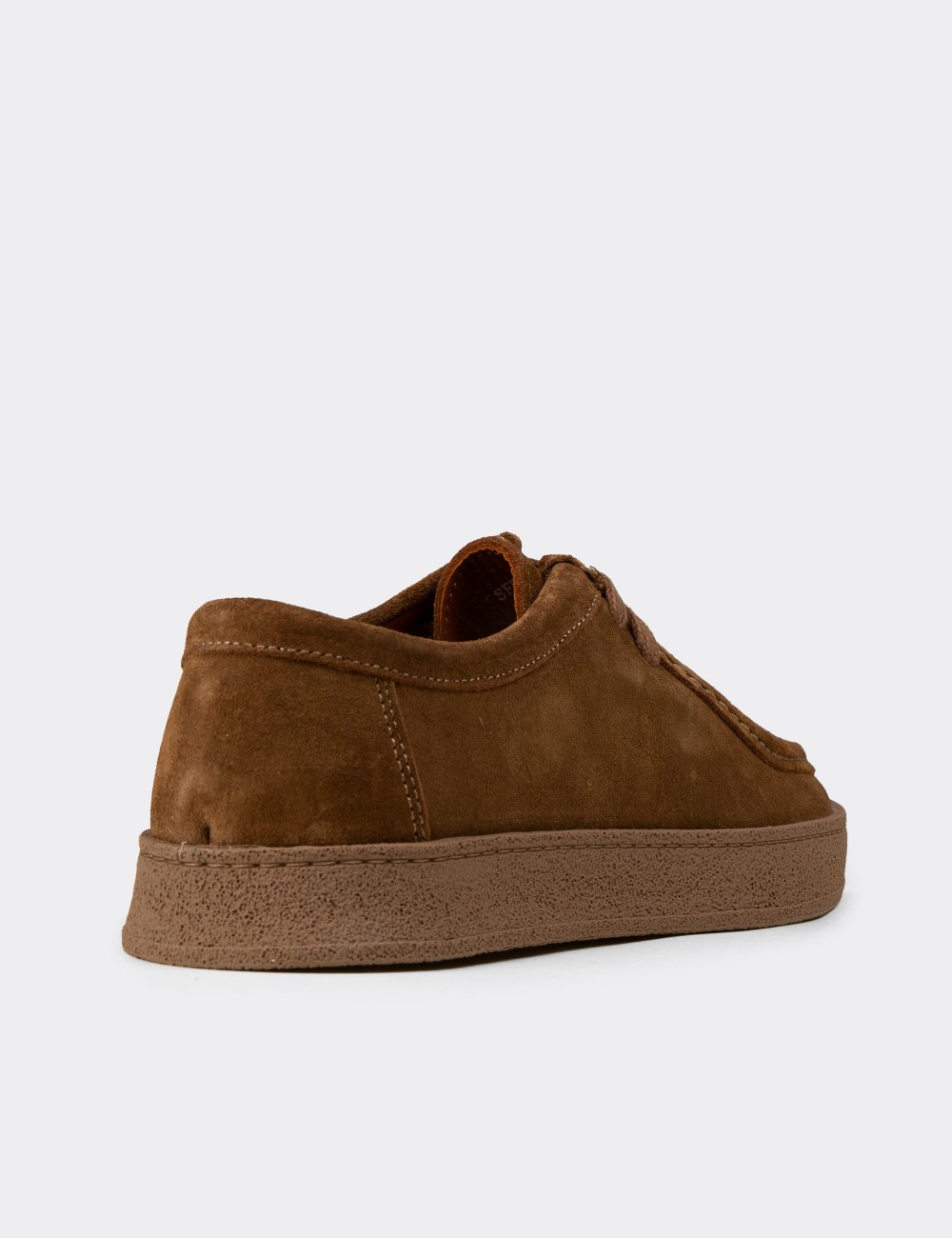 Men's Tan Suede Leather Laced Shoes - E4392MTBAE01