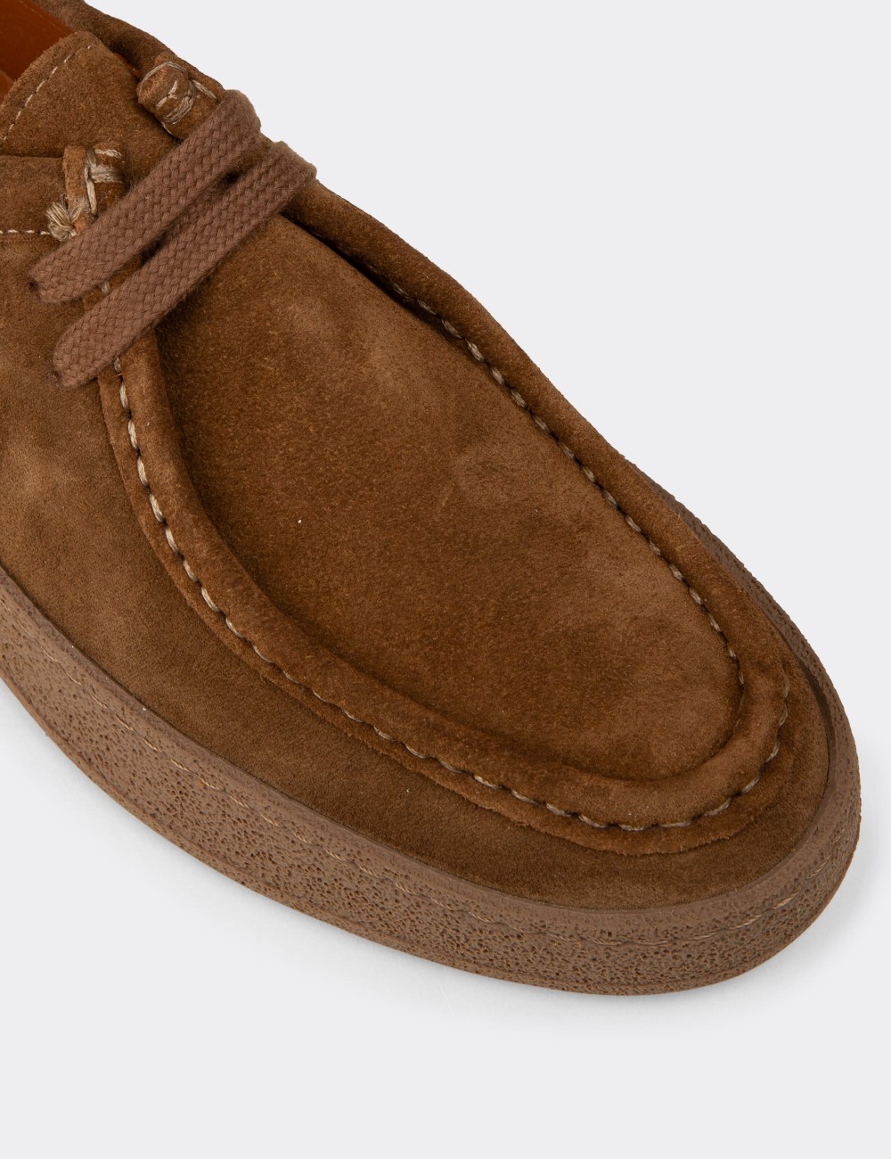 Men's Tan Suede Leather Laced Shoes - E4392MTBAE01