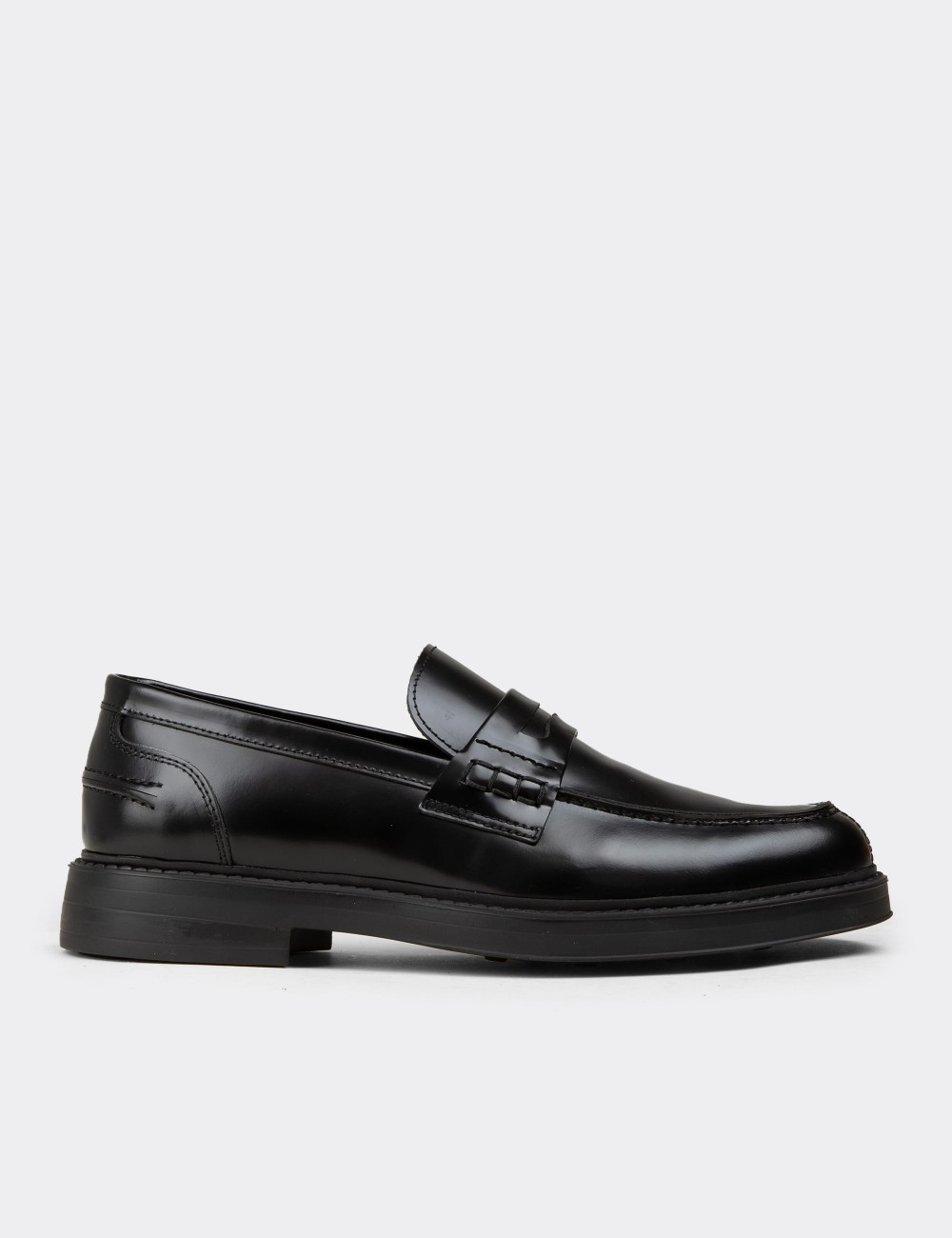Men's Black Florantic Leather Loafers - 02021MSYHC03