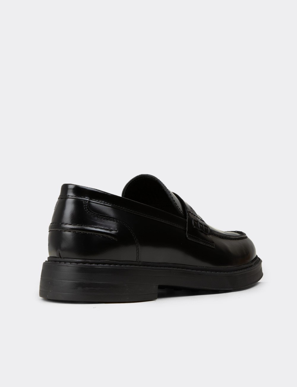 Men's Black Florantic Leather Loafers - 02021MSYHC03