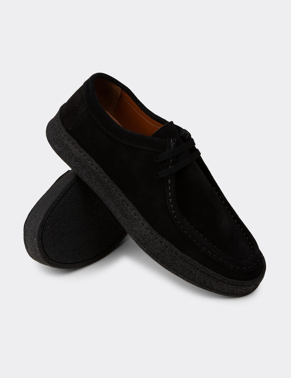 Men's Black Suede Leather Lace-up Shoes - E4392MSYHE01