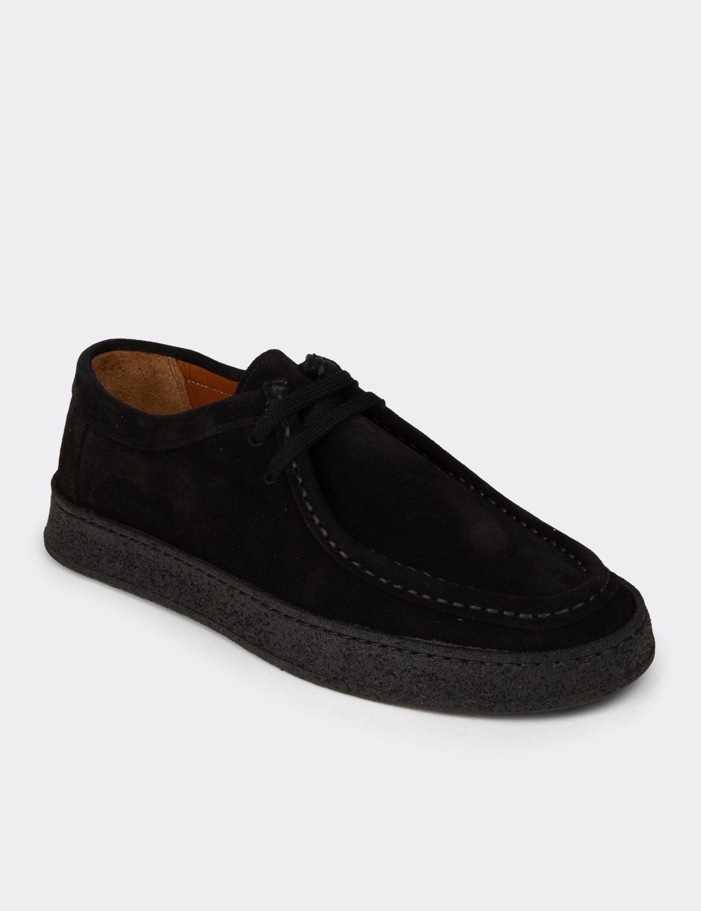 Men's Black Suede Leather Lace-up Shoes - E4392MSYHE01