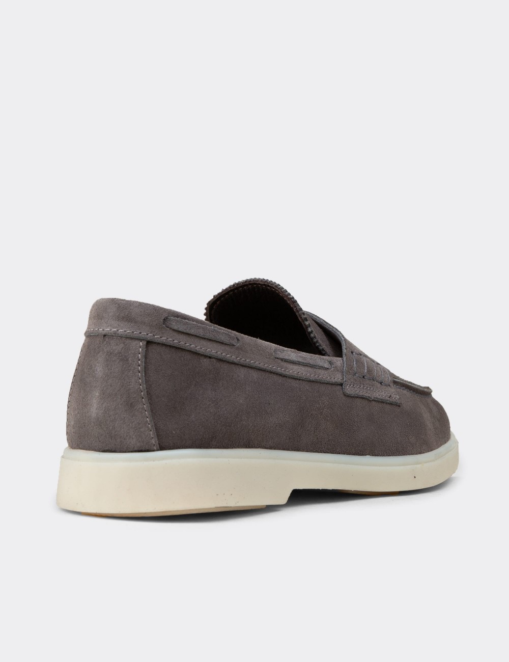 Men's Gray Suede Leather Loafers - 02028MGRIC01