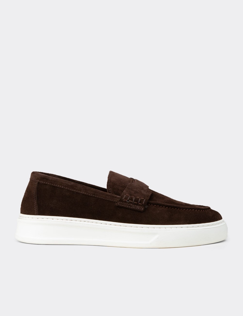 Men's Brown Suede Leather Loafers - 02043MKHVP01
