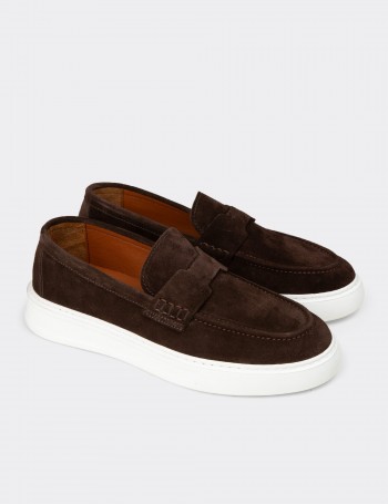 Men's Brown Suede Leather Loafers