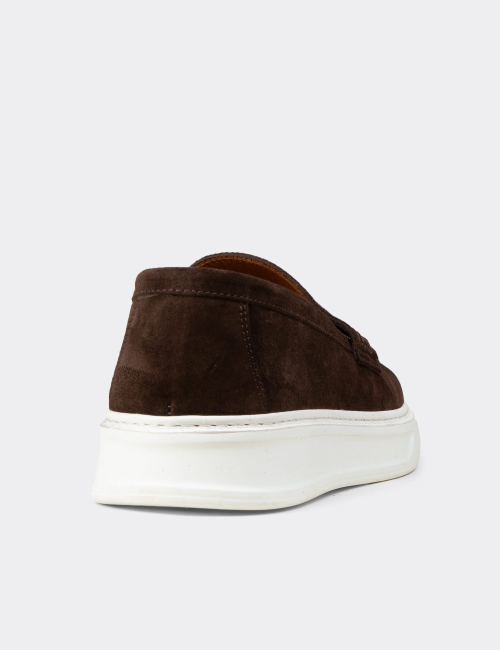 Men's Brown Suede Leather Loafers - 02043MKHVP01