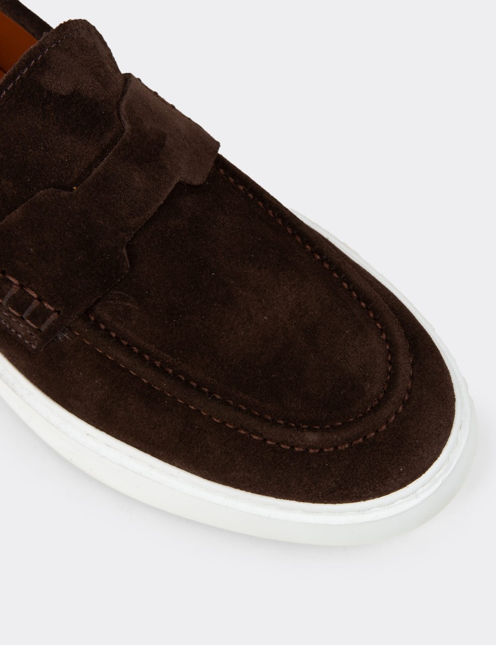 Men's Brown Suede Leather Loafers - 02043MKHVP01