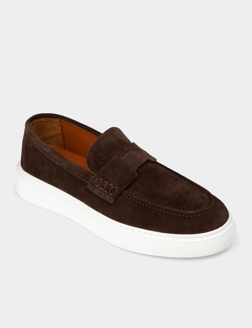 Men's Brown Suede Leather Loafers - 02043MKHVP01